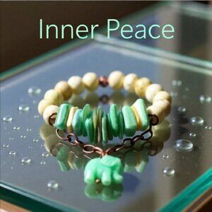 Love Elephants??? Petite Wrists! Yellow Howlite + Green Shells + Elephant Charm!